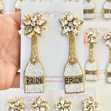 White Bride Champagne Bottle Earrings