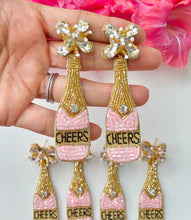 Pink Cheers Champagne Bottle Earrings